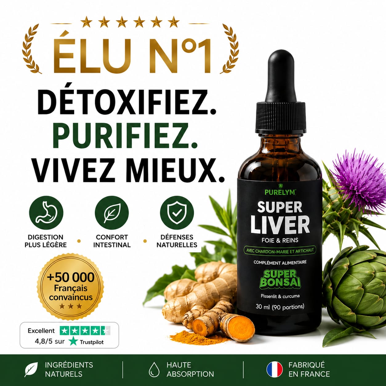 Purelym Ventre Léger • Soutien Foie & Intestin
